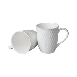 CDI White Checked Textured Bone China Glossy Mugs Set of Cups and Mugs image 3