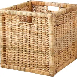 Wooden Wicker wardrobe basket for storage, cloths, newspapers, photos or other memorabilia, 12.5 x 13.5 x 12.5 Inch, Beige Storage Basket-picture-26