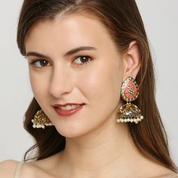 OOMPH Teardrop Shaped Meenakari Jhumkas-42
