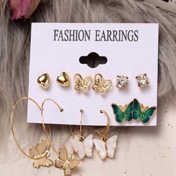 Shining Diva Fashion Combo Set Of 6 Gold-Toned Earrings-4
