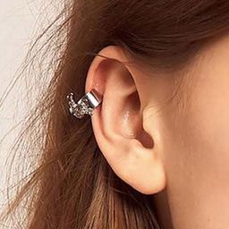 Young & Forever Silver-Plated Feather Shaped Ear Cuff Earrings image 4