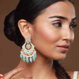 Jazz and Sizzle Gold-Plated Classic Kundan Chandbalis image 4