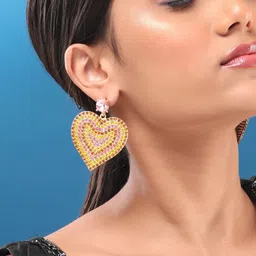 Rubans Voguish Gold-Plated Heart Shaped Drop Earrings-51