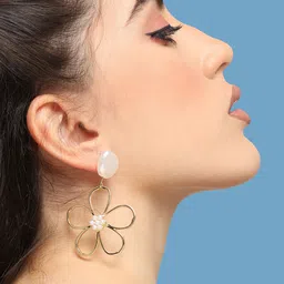 SOHI Gold Plated Contemporary Drop Earrings-52