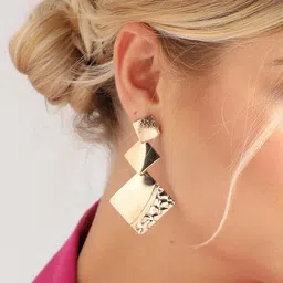SOHI Gold-Plated Contemporary Drop Earrings-94