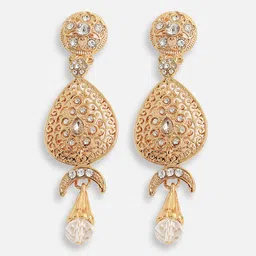 SOHI Gold Plated Contemporary Drop Earrings image 4