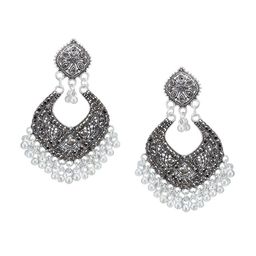 PRIVIU Set of 3 Silver-Plated Contemporary Oxidised Drop Earrings image 2