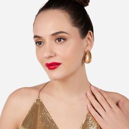 AMI Set of 2 Gold-Plated Circular Shaped Hoop Earrings image 4