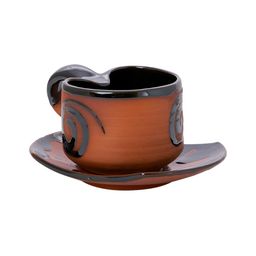 SOWPEACE Brown & Black Handcrafted Textured Terracotta Matte Cups Set of Cups and Mugs image 4