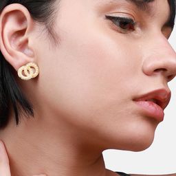 SOHI Gold-Plated Circular Studs Earrings image 5