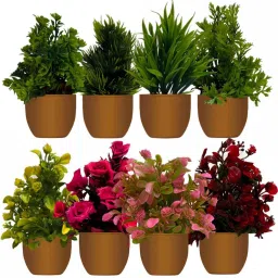 Set Of 8 Mini Plants With Pot/Vase Bonsai Wild Artificial Plantwith Pot-image-50