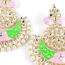 VAGHBHATT Gold-Plated Circular Enamelled Chandbalis Earrings image 3