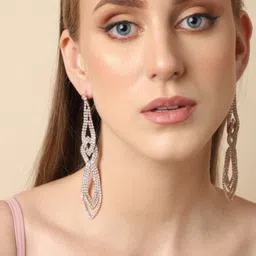 SOHI Gold Plated Contemporary Drop Earrings-image-68