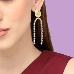 SOHI Gold-Plated Contemporary Drop Earrings-98