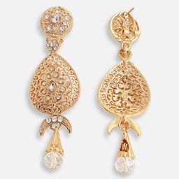 SOHI Gold Plated Contemporary Drop Earrings image 2
