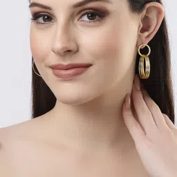 NVR Gold-Plated Circular Drop Earrings-15
