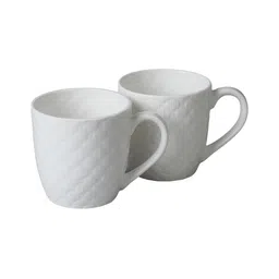 CDI White Checked Textured Bone China Glossy Mugs Set of Cups and Mugs image 5