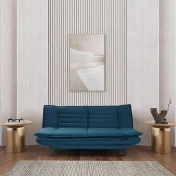 casacraft from pepperfry Eliane Velvet Convertible Sofa Cum Bed In Teal Blue Colour-picture-12