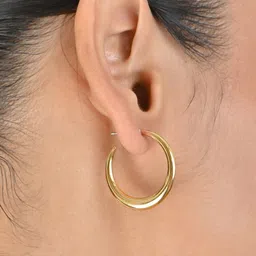 ToniQ Set of 3 Gold Plated Contemporary Hoop Earrings image 5