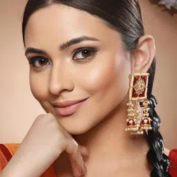 Priyaasi Gold-Plated Contemporary Drop Earrings-46