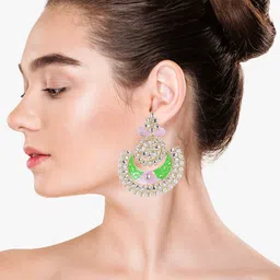 VAGHBHATT Gold-Plated Circular Enamelled Chandbalis Earrings image 2