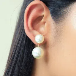 PRIVIU Set Of 4 Gold-Plated Beaded Circular Stud & Drop Earrings image 3