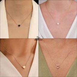 Combo of 4 Pendant Necklace Chain for Women and Girls Pearl, Diamond, Crystal Gold-plated Plated Brass, Alloy Chain-11