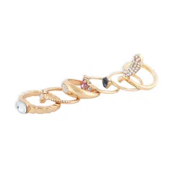 AMI Set Of 25 Gold-Plated Stone-Studded Finger Rings image 4