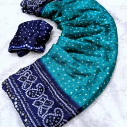 Printed Bandhani Silk Blend Saree-1