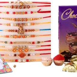 vanyas Religious Rakhi-Set-Chocolate-(12)-Mix-1033 Mauli Thread Rakhi Set image 2