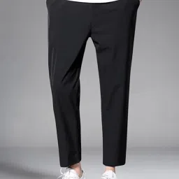 Men Washed, Solid Black Track Pants-15
