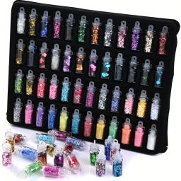 48 in 1 Set of 3D Nail Art Glitter Bottle, Sequins, Rhinestones, Beads-10