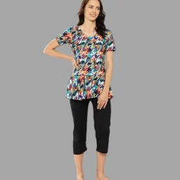 Adrenex Womens Multi-Black Colour Printed Nylon Swim Suit With Goggle Self Design Women Swim-dress Multicolor Swimsuit-picture-9