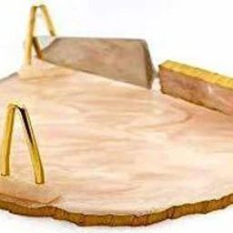 instook Elegant Resin Cake Stand, Cake Server and 6 Coasters | Set of 3 | Color- Cream Wooden Cake Server image 5