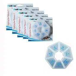 7 - day Portable, Moisture Proof Medicine Case Pill Organizer Box with Snap lids To Take Medicines on Time. Ideal for Traveling and Gifting to Elders Pack of 5 Pill Box-38
