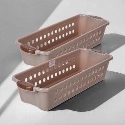 Plastic Storage Basket for Kitchen-Vegetables-Stationery|JAWA-1|Small|Pack of 2|Peach Storage Basket-image-36