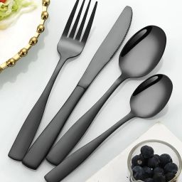 Black Luxe Cutlery Set Stainless Steel Cutlery Set-image-12