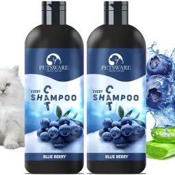 5 in 1 Cat Shampoo with Conditioner for Persian Cat & All Breeds of Cat & Kitten Allergy Relief, Anti-Bacterial, Whitening and Color Enhancing, Flea and Tick Blue Berry Cat Shampoo-image-2