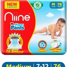 Cottony Soft Baby Diaper Pants with Change Indicator for Overnight Protection - M-36