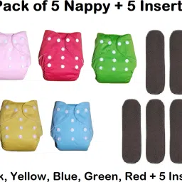 Washable & Waterproof Nappy 5+5 Inserts Combo Size Adjustable For 0-30 Months.-image-90