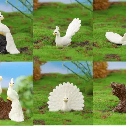 Pack of 7 Peacock Miniatures Garden Decor Mini Landscape Dolls for Girls & Boys-26