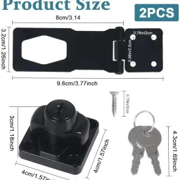 zeitel 2 Set Drawer Lock with Key Locking Hasp, 3 Inch Metal Twist Knob Keyed Locking Keyed Cam Lock image 2