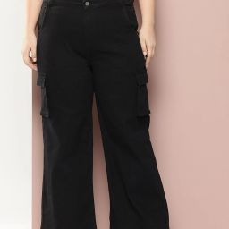 Women Relaxed Fit Mid Rise Black Jeans-image-75