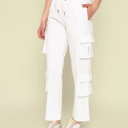 Women Solid White Track Pants-image-21