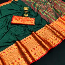 billorani Solid/Plain Mysore Silk Blend Saree image 2