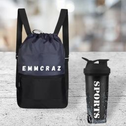 Gym Drawstring Bag Sport Bag Protien Sipper/Elegant 2in1 combo Drawstring GymBag Fitness Accessory Kit Kit-image-6