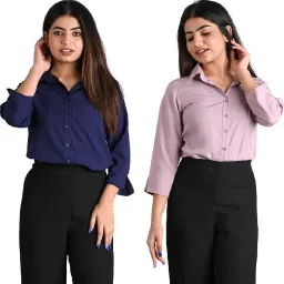 Women Regular Fit Solid Button Down Collar Formal Shirt-image-53