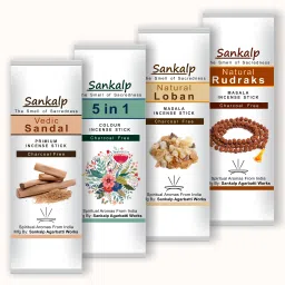 Sandal, Loban, Mix, Rudraksha Incense Sticks - Agarbatti | Pack of 4 x 100gm | Natural Sandal, Loban, Rudraksh, Mix Fragrance-12