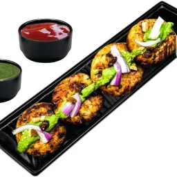 zido One Platter for serving all type of Snacks and Tikka with 2 Chutney Katori Sizzler Tray image 4