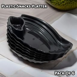 (Pack of 6) Plastic Snack Platters in Black Color-Perfect For Kitchen Utensils Sectioned Plate-image-25